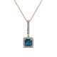 1 - Claire Blue and White Diamond Square Shape Halo Pendant 
