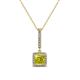 1 - Claire Yellow and White Diamond Square Shape Halo Pendant 