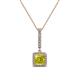 1 - Claire Yellow and White Diamond Square Shape Halo Pendant 