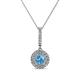 1 - Alva Blue Topaz and Diamond Double Halo Pendant 