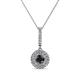 1 - Alva Black and White Diamond Double Halo Pendant 