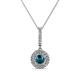 1 - Alva Blue and White Diamond Double Halo Pendant 
