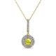 1 - Alva Yellow and White Diamond Double Halo Pendant 