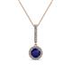1 - Beth Blue Sapphire and Diamond Halo Pendant 
