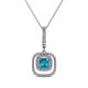 1 - Rosalyn London Blue Topaz and Diamond Halo Pendant 