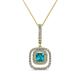 1 - Rosalyn London Blue Topaz and Diamond Halo Pendant 