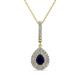 1 - Liz Blue Sapphire and Diamond Teardrop Halo Pendant 