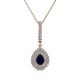 1 - Liz Blue Sapphire and Diamond Teardrop Halo Pendant 