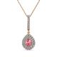1 - Liz Pink Tourmaline and Diamond Teardrop Halo Pendant 