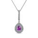 1 - Liz Amethyst and Diamond Teardrop Halo Pendant 