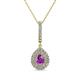 1 - Liz Amethyst and Diamond Teardrop Halo Pendant 