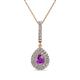 1 - Liz Amethyst and Diamond Teardrop Halo Pendant 