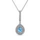1 - Liz Blue Topaz and Diamond Teardrop Halo Pendant 