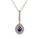 1 - Liz Iolite and Diamond Teardrop Halo Pendant 