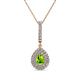 1 - Liz Peridot and Diamond Teardrop Halo Pendant 