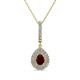 1 - Liz Red Garnet and Diamond Teardrop Halo Pendant 