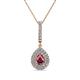 1 - Liz Rhodolite Garnet and Diamond Teardrop Halo Pendant 