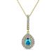 1 - Liz London Blue Topaz and Diamond Teardrop Halo Pendant 