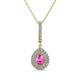1 - Liz Pink Sapphire and Diamond Teardrop Halo Pendant 