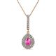 1 - Liz Pink Sapphire and Diamond Teardrop Halo Pendant 