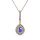 1 - Liz Tanzanite and Diamond Teardrop Halo Pendant 
