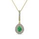 1 - Liz Emerald and Diamond Teardrop Halo Pendant 