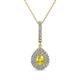 1 - Liz Yellow Sapphire and Diamond Teardrop Halo Pendant 