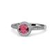 1 - Vida Signature Rhodolite Garnet and Diamond Halo Engagement Ring 