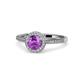 1 - Vida Signature Amethyst and Diamond Halo Engagement Ring 