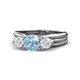 1 - Alyssa Aquamarine and White Sapphire Three Stone Engagement Ring 