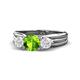 1 - Alyssa Peridot and White Sapphire Three Stone Engagement Ring 