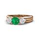 1 - Alyssa Emerald and White Sapphire Three Stone Engagement Ring 