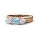 1 - Alyssa Aquamarine and White Sapphire Three Stone Engagement Ring 
