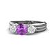 1 - Alyssa Amethyst and White Sapphire Three Stone Engagement Ring 