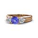 1 - Alyssa 6.40 mm Tanzanite and Diamond Three Stone Ring 
