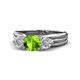 1 - Alyssa 6.40 mm Peridot and Diamond Three Stone Ring 