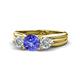 1 - Alyssa 6.40 mm Tanzanite and Diamond Three Stone Ring 