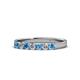 1 - Fiala 2.70 mm Blue Topaz and Diamond 7 Stone Wedding Band 