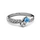 3 - Nicia 0.77 ctw Blue Topaz and Diamond (4.00 mm) accented Natural Diamonds Women Two Stone Bypass Engagement Ring 