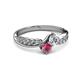 3 - Nicia Diamond and Rhodolite Garnet with Side Diamonds Bypass Ring 