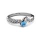 3 - Nicia Diamond and Blue Topaz with Side Diamonds Bypass Ring 