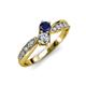 1 - Nicia 0.85 ctw Blue Sapphire and Diamond (4.00 mm) accented Natural Diamonds Women Two Stone Bypass Engagement Ring 