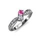 1 - Nicia 0.81 ctw Pink Sapphire and Diamond (4.00 mm) accented Natural Diamonds Women Two Stone Bypass Engagement Ring 