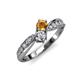 1 - Nicia 0.75 ctw Citrine and Diamond (4.00 mm) accented Natural Diamonds Women Two Stone Bypass Engagement Ring 