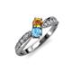 1 - Nicia Citrine and Blue Topaz with Side Diamonds Bypass Ring 