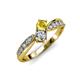 1 - Nicia 0.81 ctw Yellow Sapphire and Diamond (4.00 mm) accented Natural Diamonds Women Two Stone Bypass Engagement Ring 