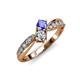 1 - Nicia 0.78 ctw Tanzanite and Diamond (4.00 mm) accented Natural Diamonds Women Two Stone Bypass Engagement Ring 