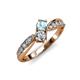1 - Nicia 0.75 ctw Aquamarine and Diamond (4.00 mm) accented Natural Diamonds Women Two Stone Bypass Engagement Ring 