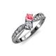 1 - Nicia 0.75 ctw Pink Tourmaline and Diamond (4.00 mm) accented Natural Diamonds Women Two Stone Bypass Engagement Ring 