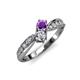 1 - Nicia 0.75 ctw Amethyst and Diamond (4.00 mm) accented Natural Diamonds Women Two Stone Bypass Engagement Ring 